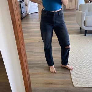 Nordstrom BP Black denim distressed high waisted straight leg jeans 👖